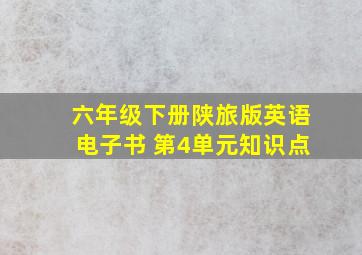 六年级下册陕旅版英语电子书 第4单元知识点